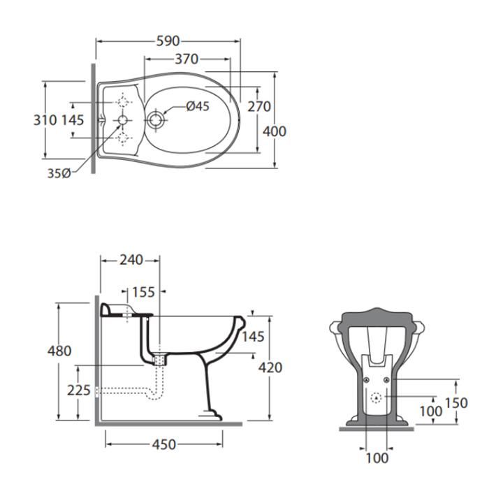 Биде напольное Azzurra Jubilaeum JUBIT000000MBI/(JUB510 bi)*1 59х40