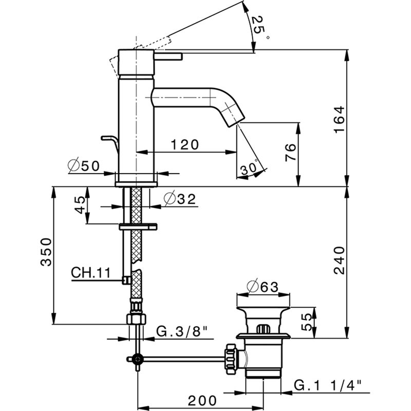 Смеситель для раковины Cisal Less New LN00051021