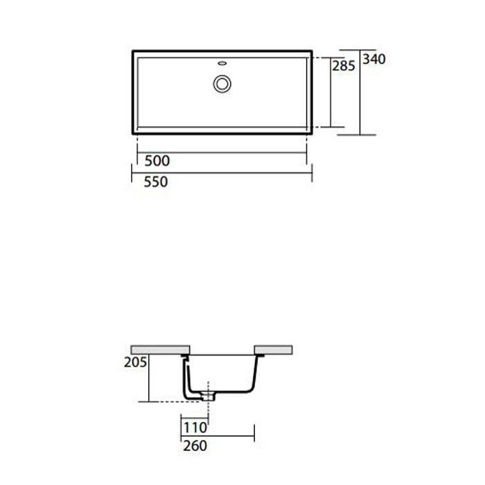 Раковина встраиваемая Kerasan Slim 022901 55х34