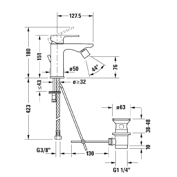 Смеситель для биде Duravit B.3 B32400001010