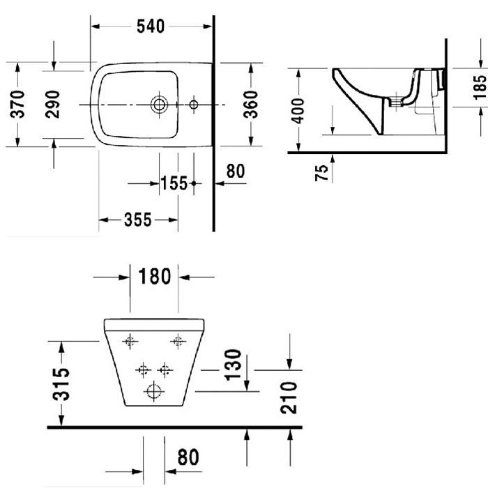 Биде подвесное Duravit DuraStyle 2287150000 54x37