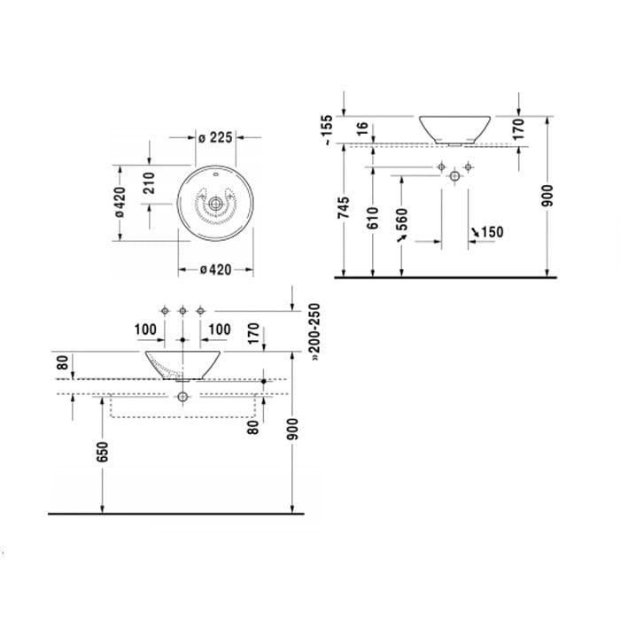 Раковина накладная Duravit Bacino 0325420000 42 см