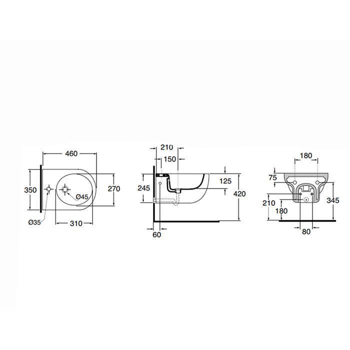 Биде подвесное Azzurra Nuvola NUBKS004600MBI /(NUV546/SOSK bi)*1 46х35