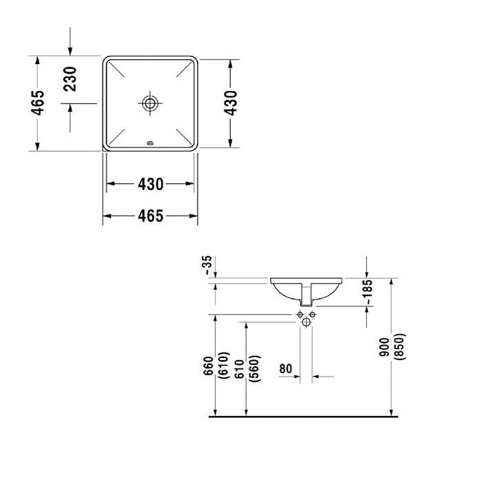Раковина встраиваемая Duravit Starck 3 0305430000 43x43