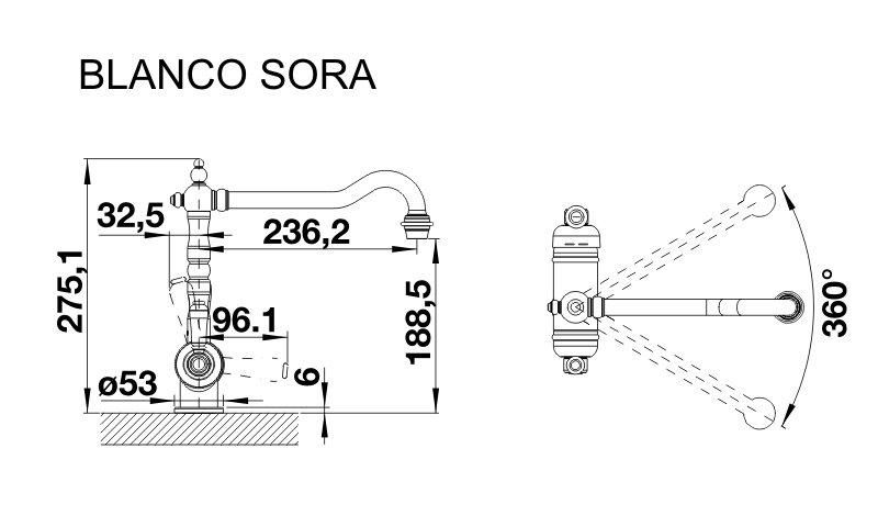 Смеситель для кухни Blanco Sora Хром 524217