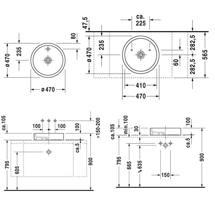 Раковина накладная Duravit Starck 1 0386470027 33 см