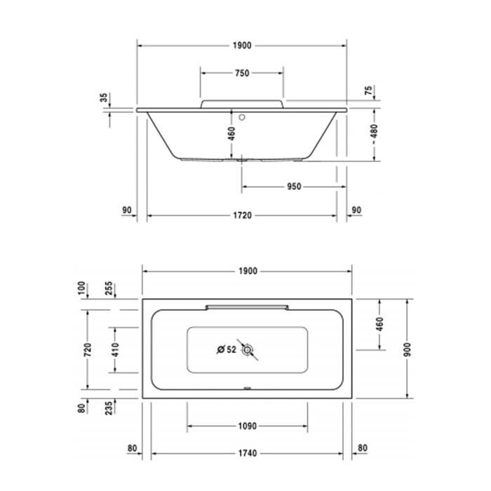 Ванна встраиваемая Duravit DuraStyle 700299000000000 190x90