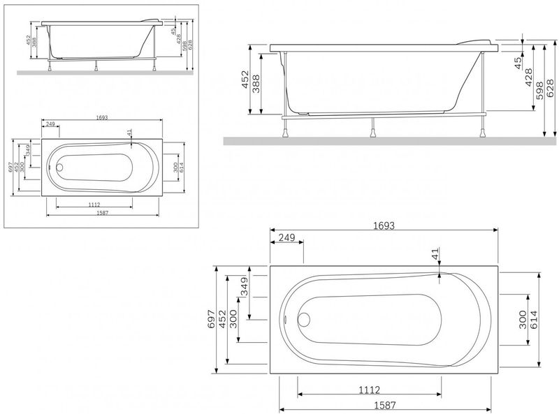 Фронтальная панель AM.PM W85A-170-070W-P
