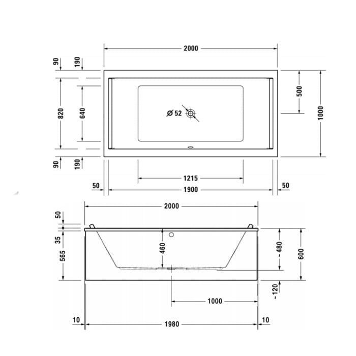 Ванна встраиваемая Duravit Starck 1 700341000000000 200x100