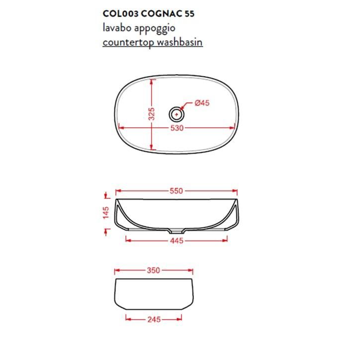 Раковина накладная Artceram Cognac COL003 15 00 grigio oliva 55х35