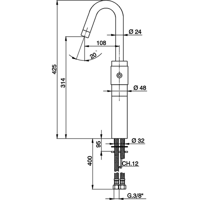Смеситель для раковины Cisal Step ST00254021 42.5х10.8