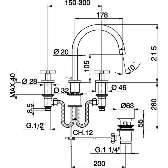 Смеситель для раковины Cisal Barcelona Quad BQ00107021