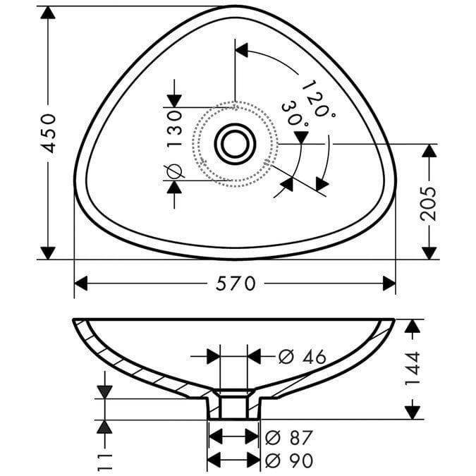 Раковина накладная Axor Massaud 42305000 57х45