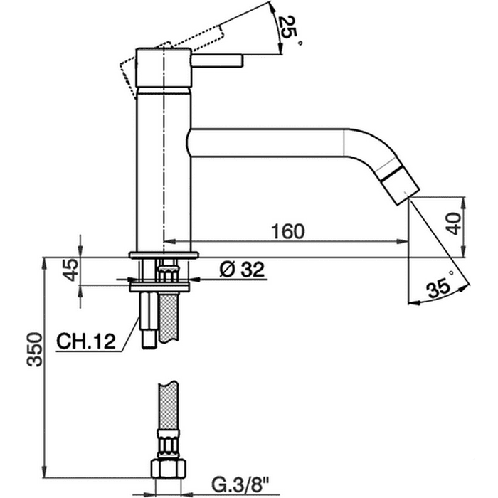 Смеситель для раковины Cisal Less Minimal LM00154040