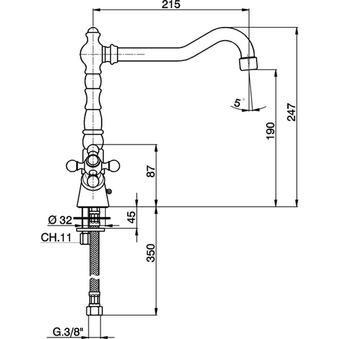 Смеситель для раковины Cisal Kitchen RE00052021