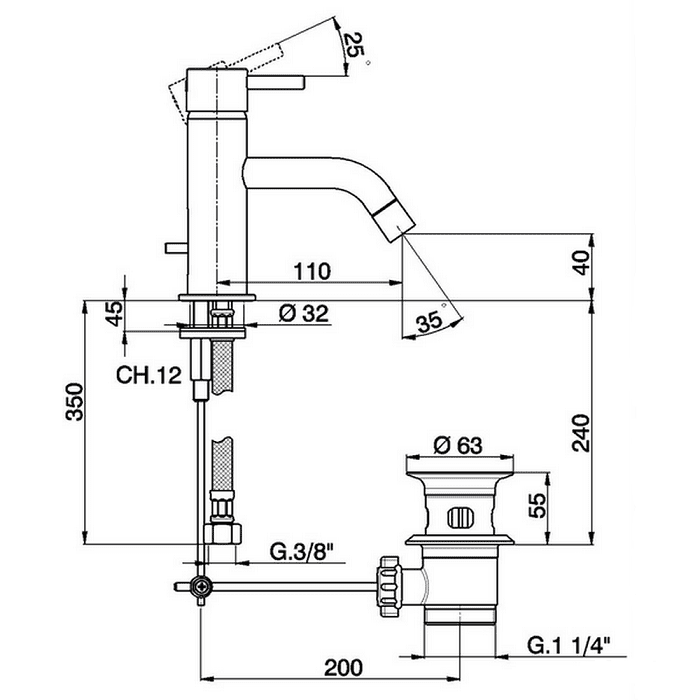 Смеситель для раковины Cisal Less Minimal LM00051021
