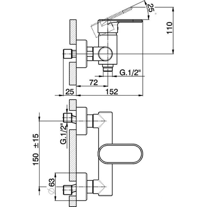 Смеситель для душа Cisal Linea Viva LV00044021