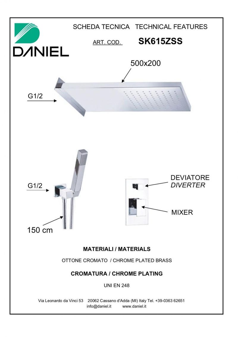 Душевой комплект цвет черный мат. Daniel Skyline SK615ZSS-15
