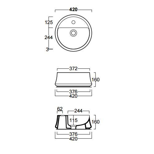 Раковина накладная Simas Sharp SH03bi*1 42х42