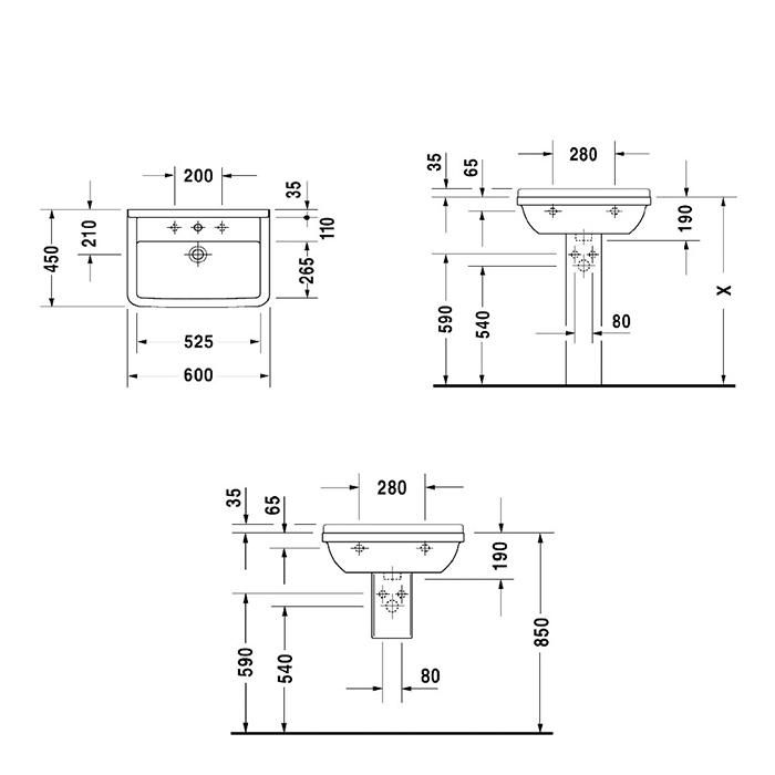 Раковина подвесная Duravit Starck 3 0300600000 60x45