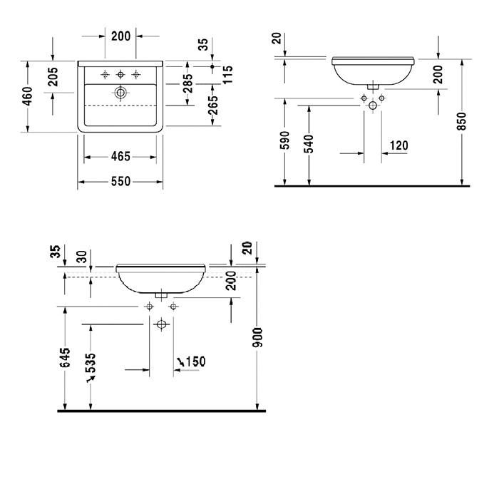 Раковина полувстраиваемая Duravit Starck 3 0310550000 55x46