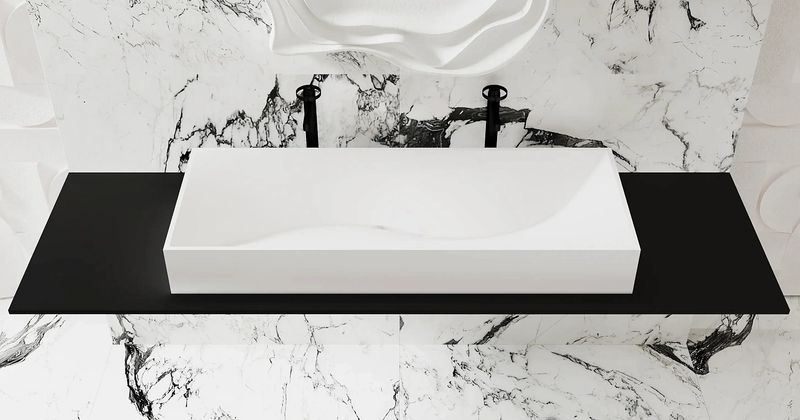 Раковина накладная Salini Sonata S-Stone 1401201M 119.5x45x13 (белый матовый), без донного клапана, двойная
