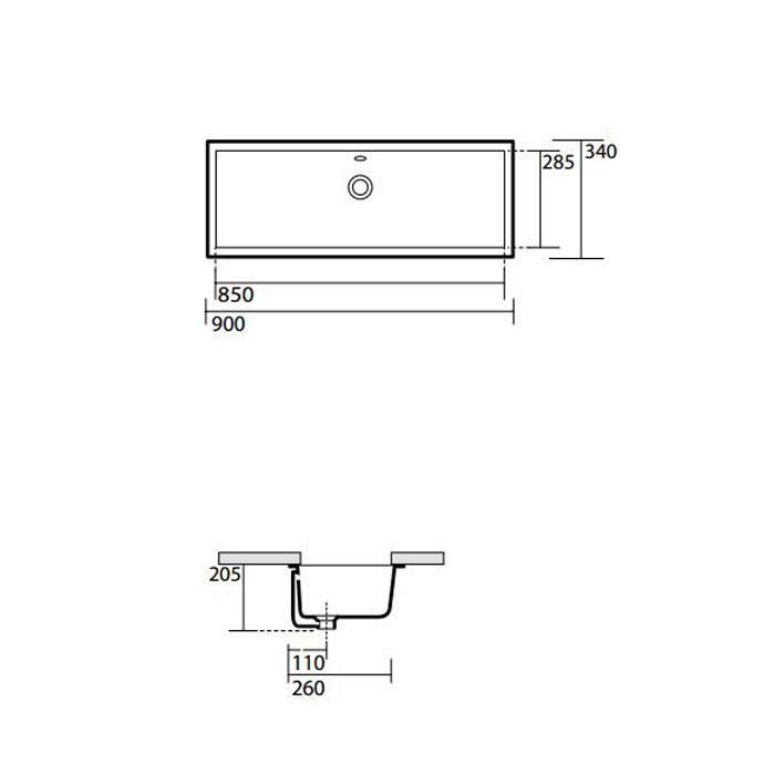 Раковина встраиваемая Kerasan Slim 023001 90х34