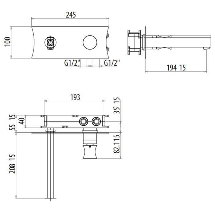Смеситель для раковины Gattoni Intersezione 4735/47C0cr