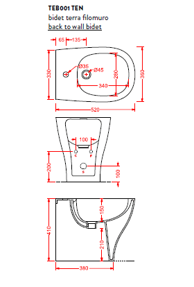 Биде напольное Artceram Ten TEB001 01 00 bi 52х36