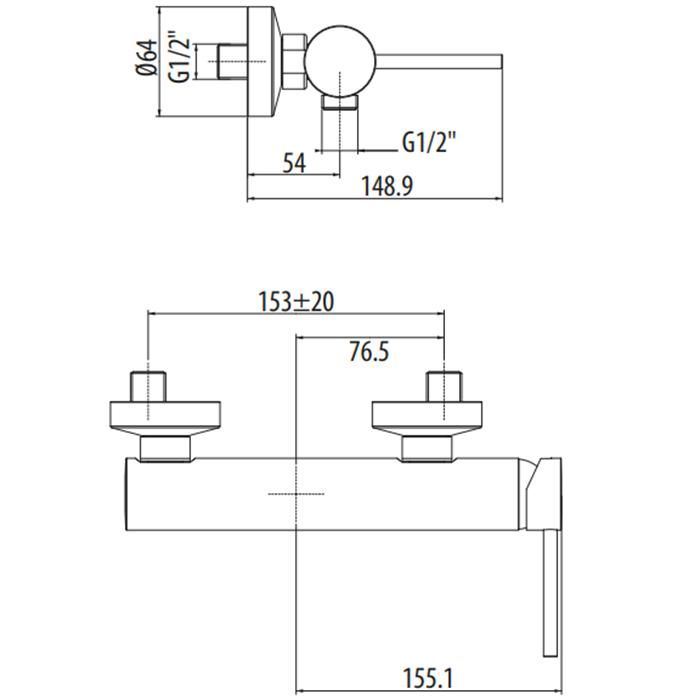 Смеситель для душа Gattoni Circle Two 9125/91C0cr