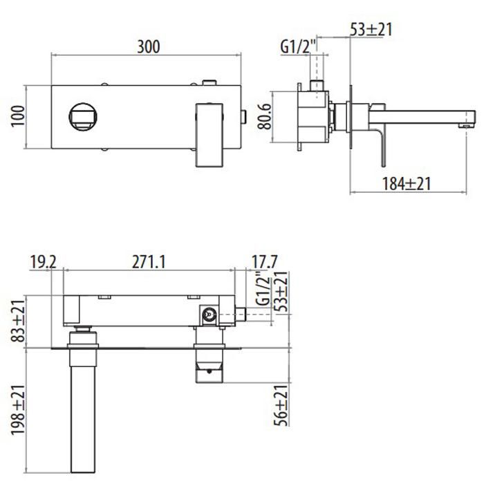 Смеситель для раковины Gattoni Kubik 2535/25COcr