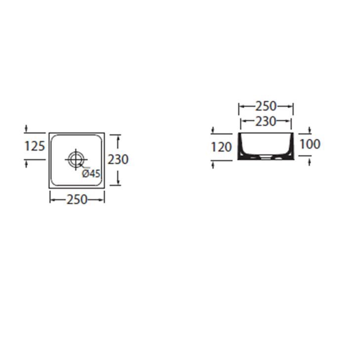 Раковина накладная Azzurra Lavabi Arredo Geometric LALA025250Q0BI/(GEO25bi)*0 25x25