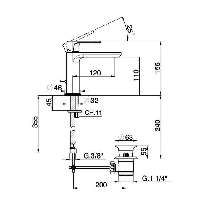 Смеситель для раковины Cisal Linea Viva LV00051021