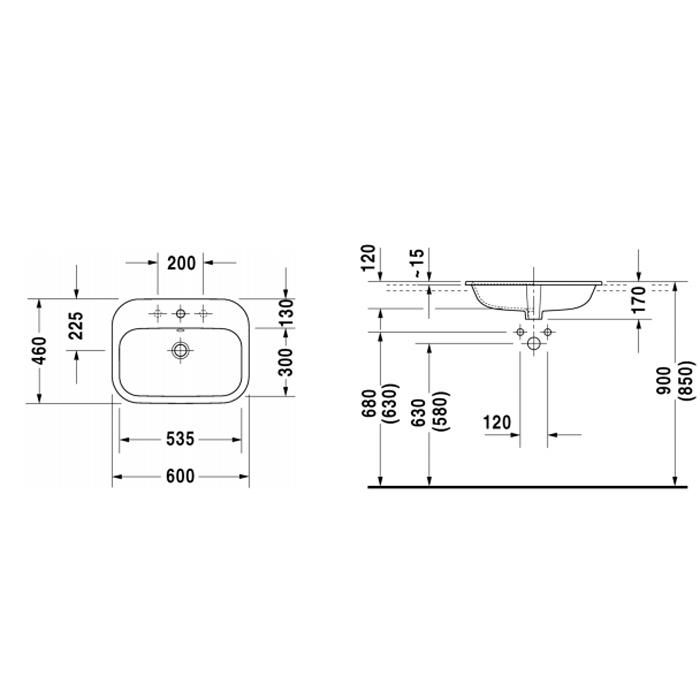 Раковина встраиваемая Duravit Happy D.2 0483600000 60x46