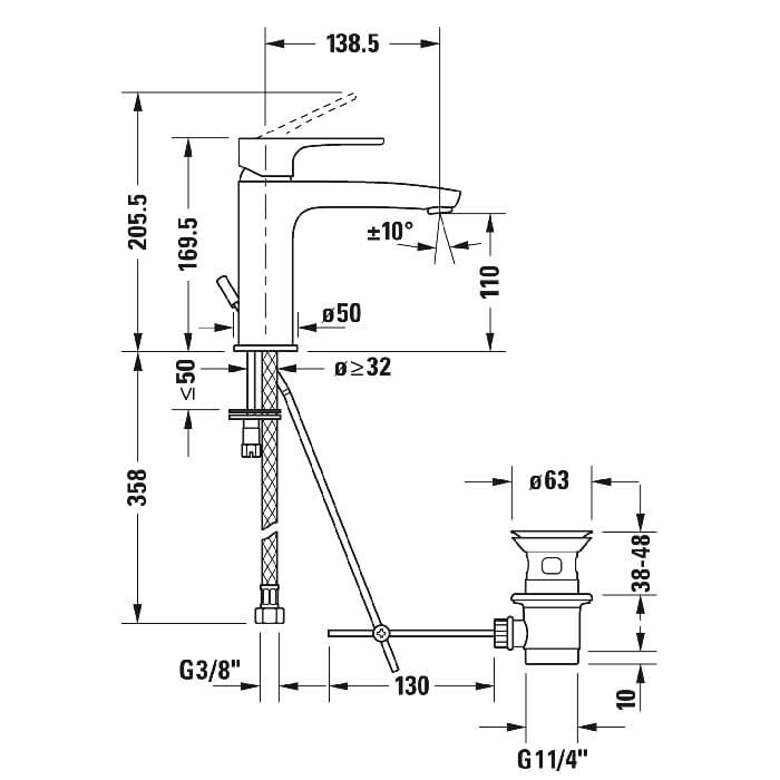 Смеситель для раковины Duravit B.1 B11020001010