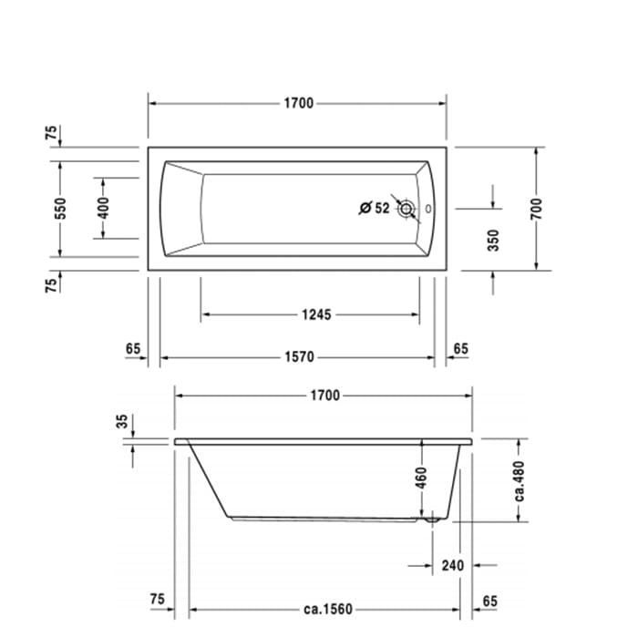Ванна встраиваемая Duravit Daro 700141000000000 170х70