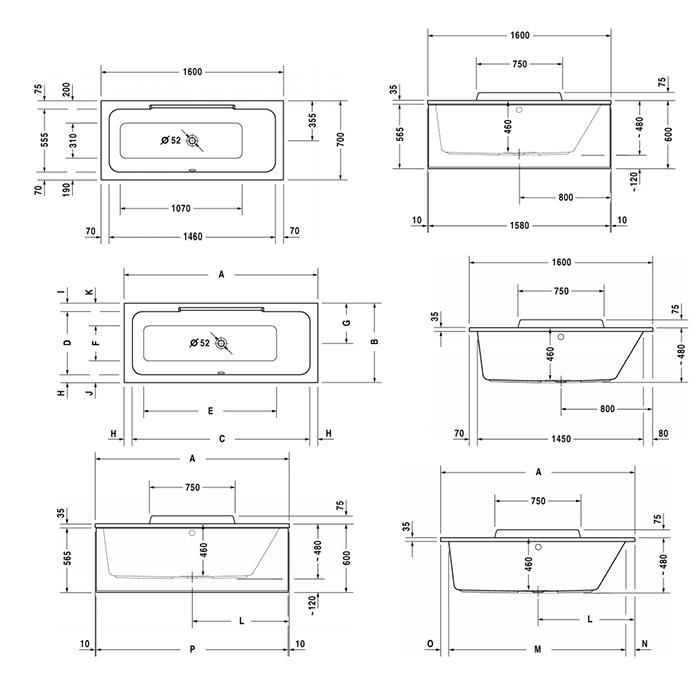 Ванна встраиваемая Duravit DuraStyle 700293000000000 160x70