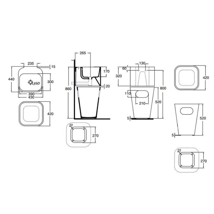 Корзина для белья Azzurra Tandem ULI CES bi 42х42