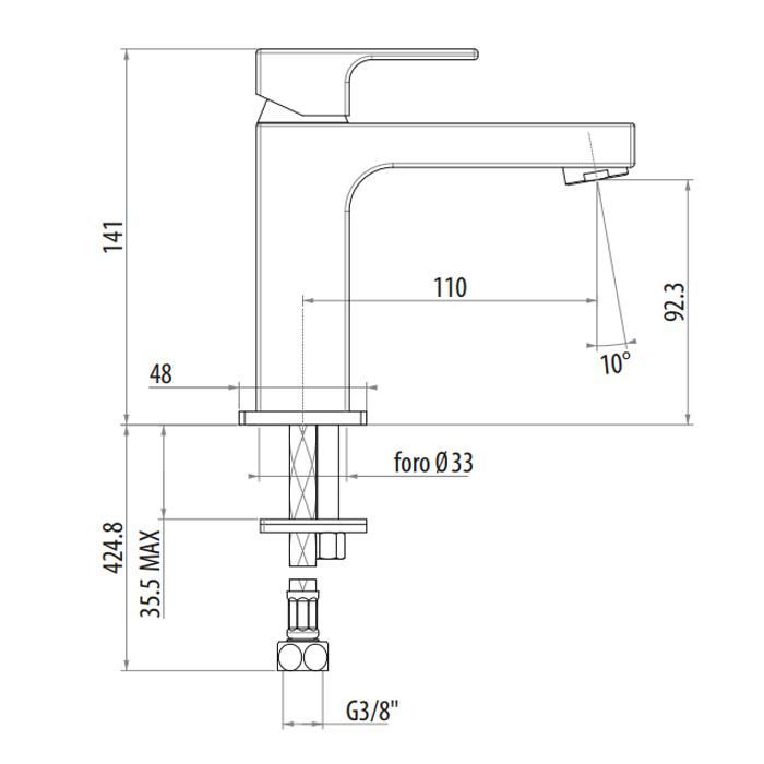 Смеситель для раковины Gattoni Kubik 2582/25C0 cr