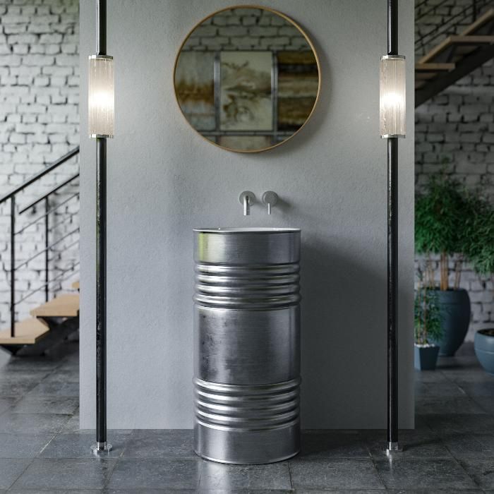 Раковина напольная Kerasan Artwork Barrel Bianco plata 474386 90х45