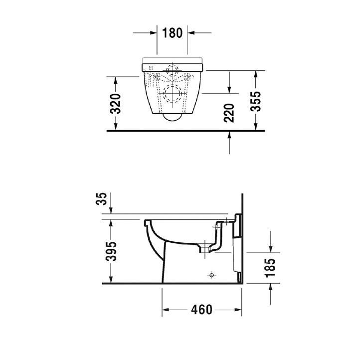 Биде напольное Duravit Starck 3 2230100000 56x36