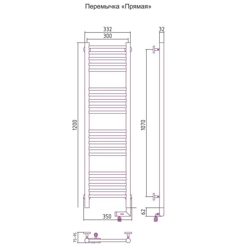 Полотенцесушитель электрический Сунержа Богема 2.0 правый 30-5205-1230 120x30