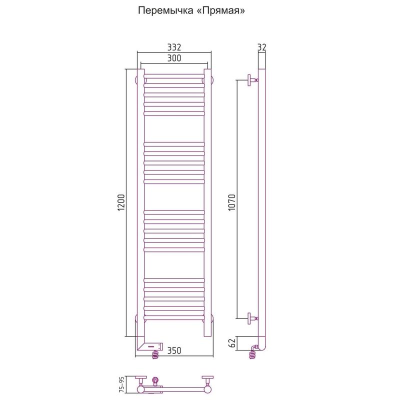 Полотенцесушитель электрический Сунержа Богема 2.0 левый 30-5204-1230 120x30