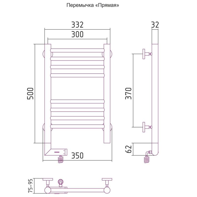 Полотенцесушитель электрический Сунержа Богема 2.0 левый 31-5204-5030 50x30