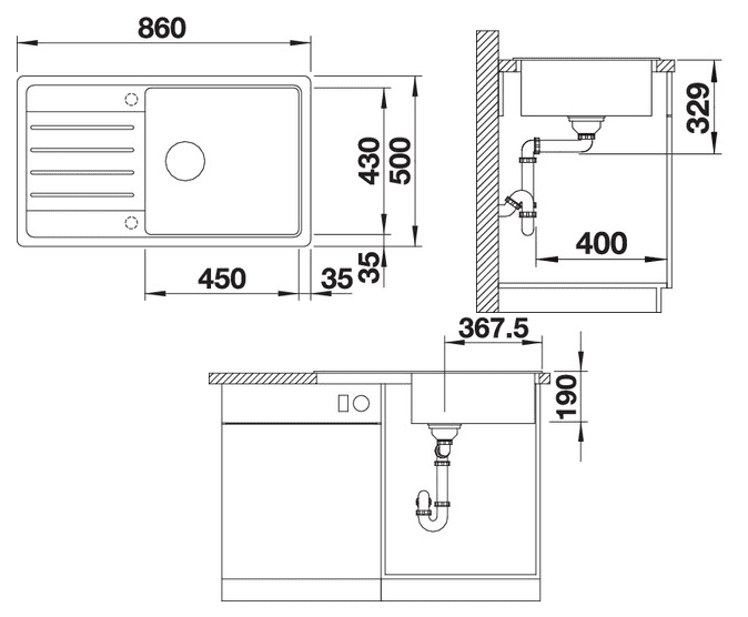 Мойка кухонная Blanco Legra XL 6 S Антрацит 523326 86х50