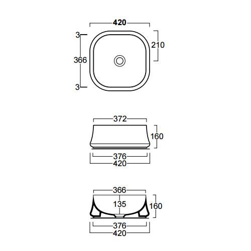 Раковина накладная Simas Sharp SH06bi*0 42х42