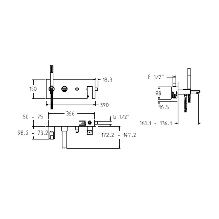 Смеситель для душа и ванны Gattoni Kubik 2505/25C0