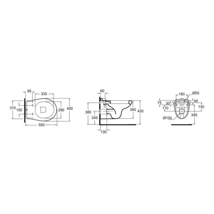 Унитаз подвесной Azzurra Jubilaeum JUVKSP000000BI/(JUB100/SOSK bi) 55х40