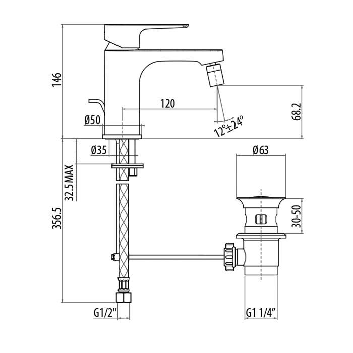 Смеситель для биде Gattoni H2Omix3000 3055/30C0cr