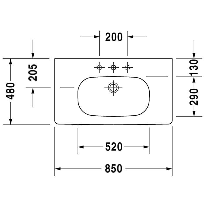 Раковина для мебели медицинская Duravit D-Code 03528500002 85x48